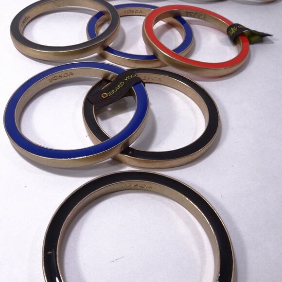 Gerard Yosca Enamel Brass two Way Bangle Bracelet NWOT 150 BLUE BRASS - Picture 9 of 15